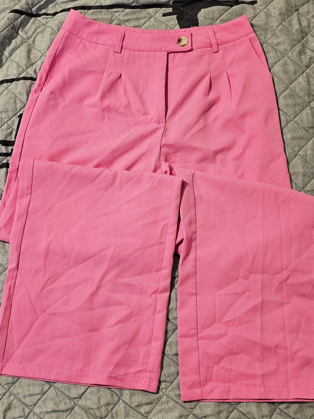 SHEIN Bright Pink High-Rise Wide-Leg Pants